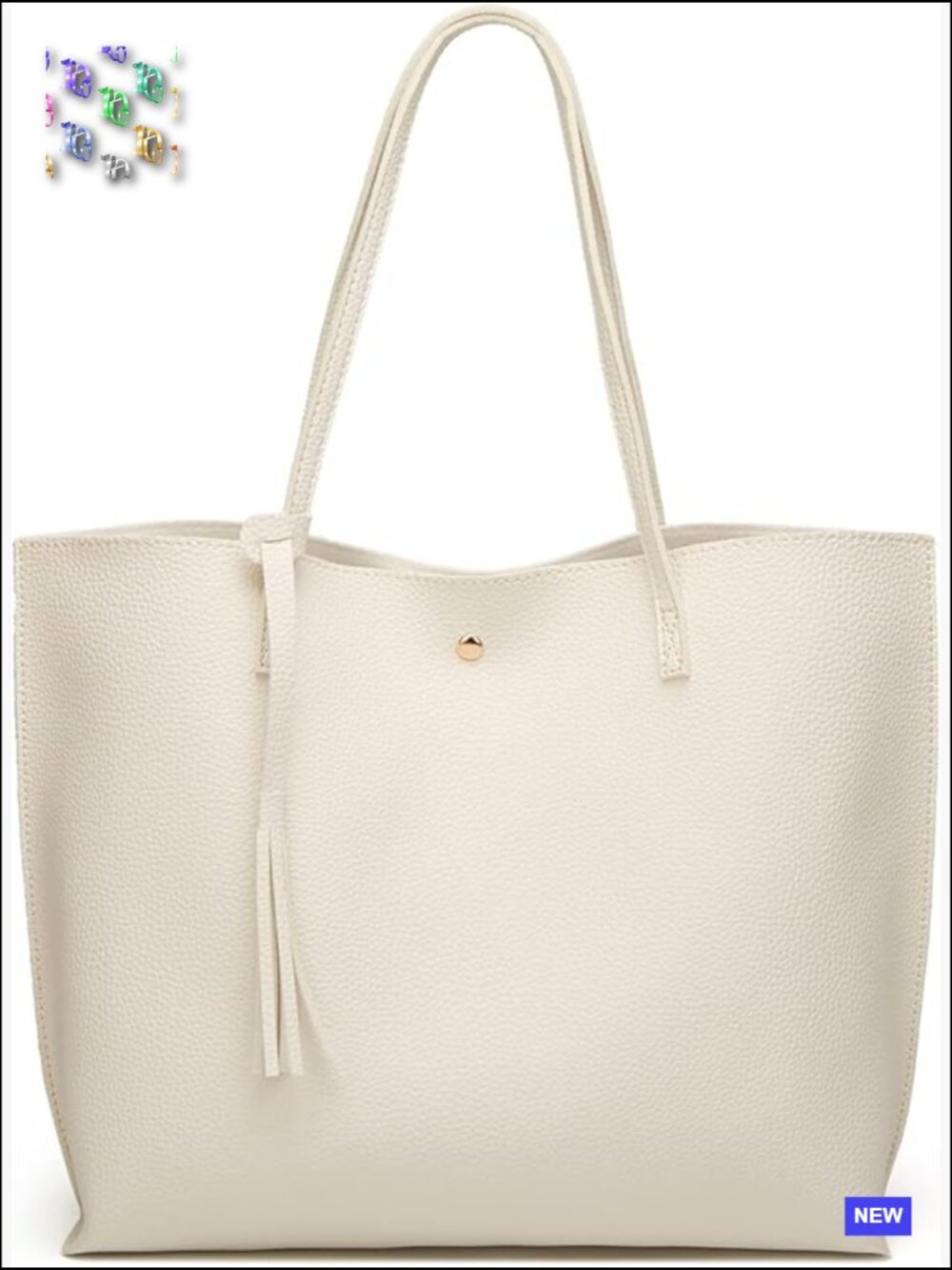 Faux Leather Tote Bag Large Capacity Tassel Shoulder Handbag Work Travel